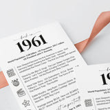 65th Birthday Table Decor Custom Back in 1961 Facts Printable