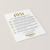 75th Birthday Table Decor Custom Back in 1951 Facts Printable