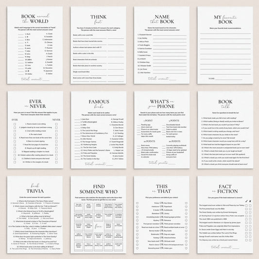 Book Club Games Bundle Printable | 12 Book Party Games by LittleSizzle
