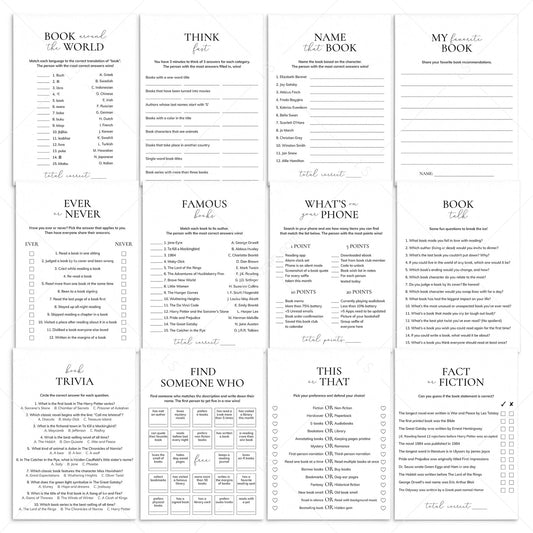 Book Club Games Bundle Printable | 12 Book Party Games by LittleSizzle