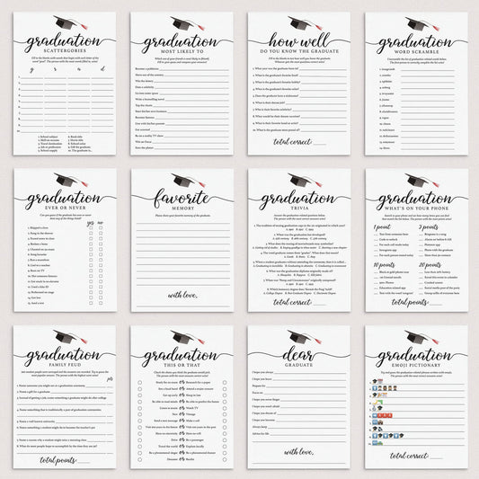 Graduation Party Games Bundle Instant Download by LittleSizzle
