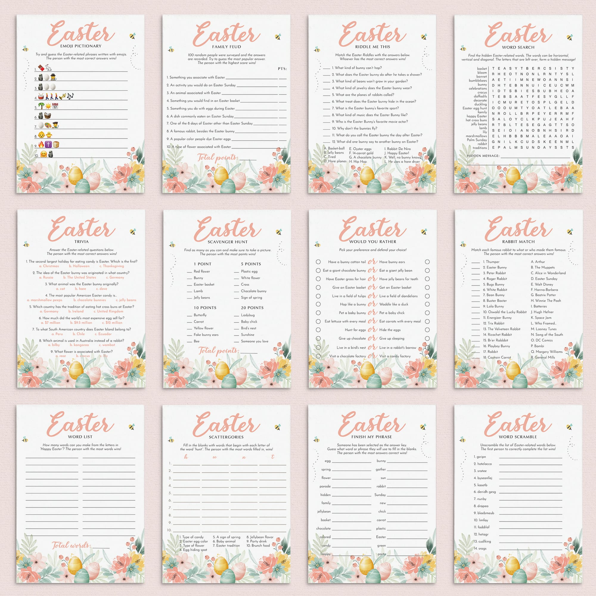 12 Easter Games and Activities Printable by LittleSizzle