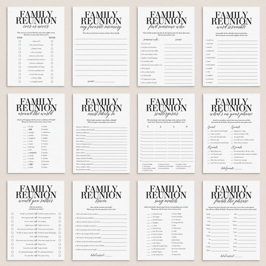 12 Printable Family Reunion Games + Bonus by LittleSizzle