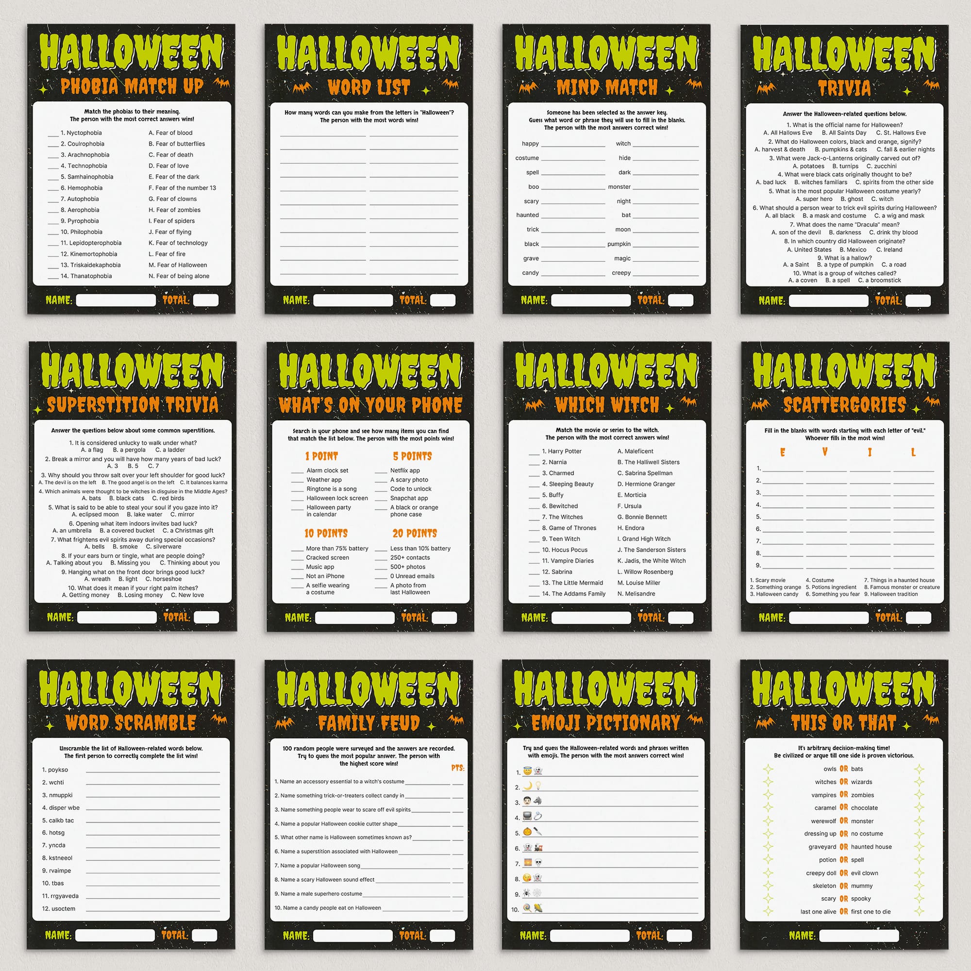 Last-Minute Halloween Party Games Instant Download by LittleSizzle