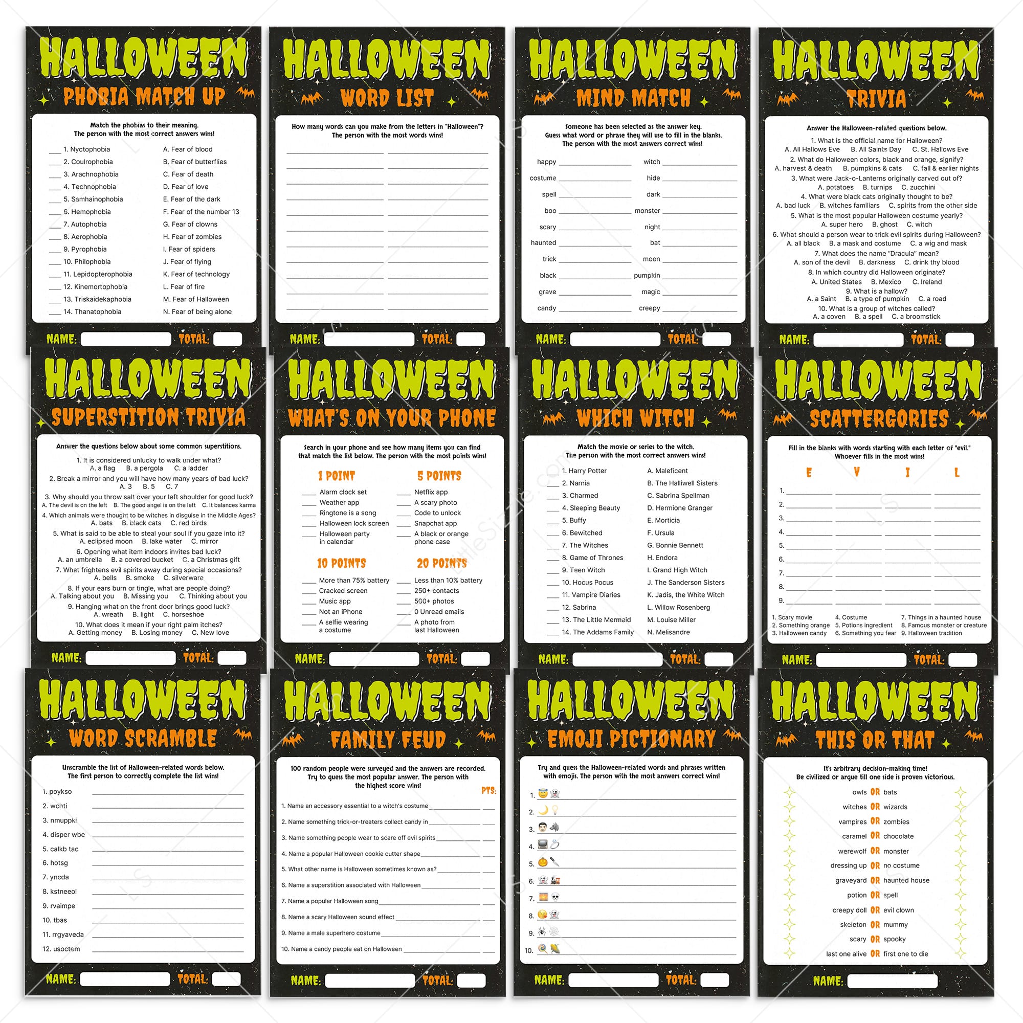 Last-Minute Halloween Party Games Instant Download by LittleSizzle