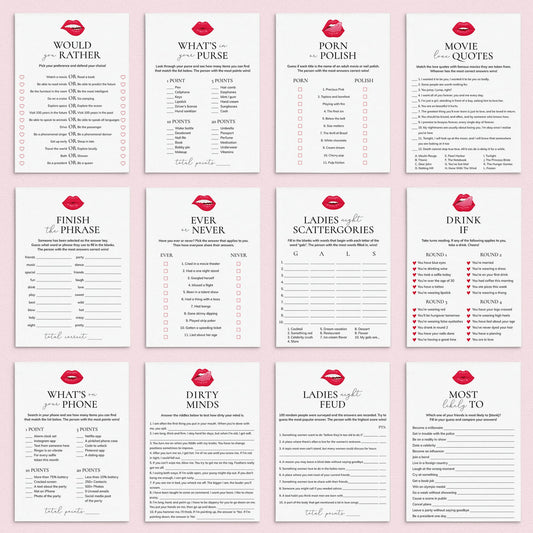 Ladies Night Games Bundle Printable Girls Night Ideas by LittleSizzle