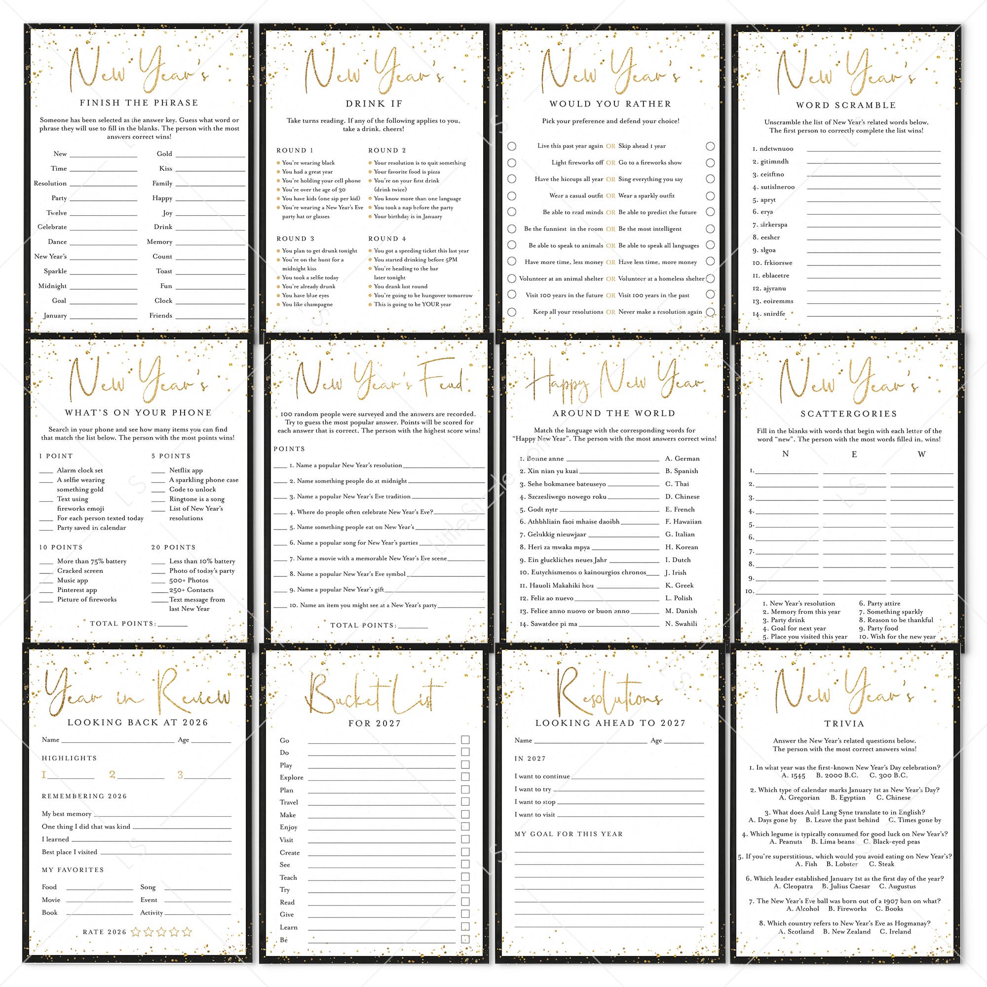 2027 New Years Eve Games Instant Download by LittleSizzle