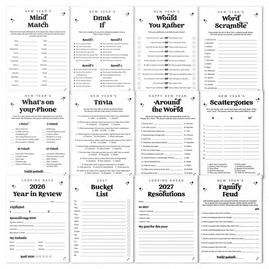 Minimalist New Year's Party Games Bundle Printable by LittleSizzle