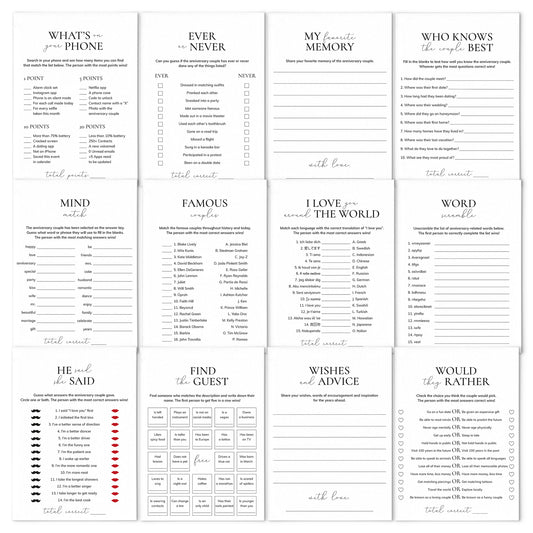 12 Anniversary Games Printable Wedding Anniversary Party Games Bundle by LittleSizzle
