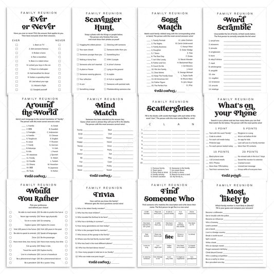 Family Reunion Party Games Bundle Printable by LittleSizzle