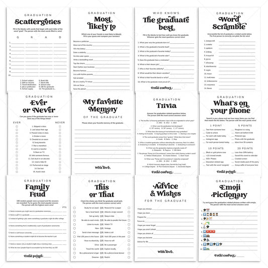 Graduation Games Bundle Printable by LittleSizzle