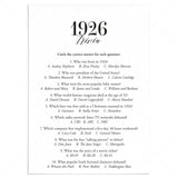 1926 Trivia Quiz with Answer Key Instant Download by LittleSizzle