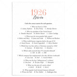 1926 Trivia Questions and Answers Printable by LittleSizzle