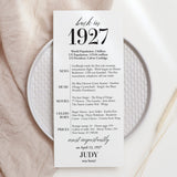 100th Birthday Party Decorations Back in 1927 Table Card