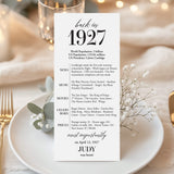 100th Birthday Party Decorations Back in 1927 Table Card