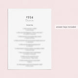 Born in 1934 Birthday Games for Her Printable