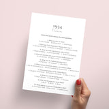 1934 Quiz and Answers Printable