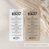 90th Birthday Gift Born in 1937 Table Card