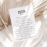 1939 Trivia Quiz with Answer Key Instant Download