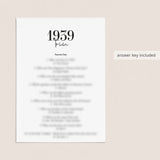 1939 Trivia Quiz with Answer Key Instant Download
