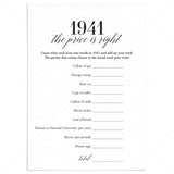 1941 The Price Is Right Game with Answers Printable by LittleSizzle