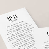 1941 Trivia Quiz with Answer Key Instant Download