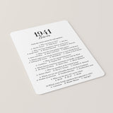 1941 Trivia Quiz with Answer Key Instant Download