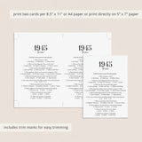 1945 Trivia Quiz with Answer Key Instant Download