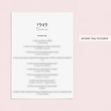 1949 Quiz and Answers Printable