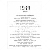 1949 Trivia Quiz with Answer Key Instant Download by LittleSizzle