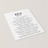 1951 Trivia Quiz with Answer Key Instant Download