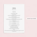1953 Quiz and Answers Printable