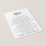 1954 Trivia Quiz with Answer Key Instant Download