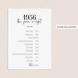 1956 The Price Is Right Game with Answers Printable