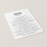 1956 Trivia Quiz with Answer Key Instant Download