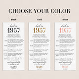 70th Birthday Party Decorations Born in 1957 Table Card