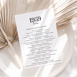1959 Trivia Quiz with Answer Key Instant Download
