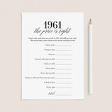 1961 The Price Is Right Game with Answers Printable by LittleSizzle