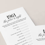 1961 The Price Is Right Game with Answers Printable