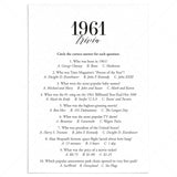 1961 Trivia Quiz with Answer Key Instant Download by LittleSizzle