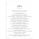 1964 Quiz and Answers Printable by LittleSizzle