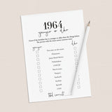 Born in 1964 61st Birthday Party Games Bundle For Men