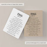 1966 Trivia Quiz with Answer Key Instant Download