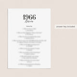 1966 Trivia Quiz with Answer Key Instant Download