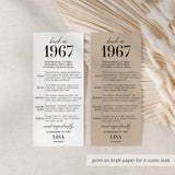60th Birthday Party Decorations Born in 1967 Table Card