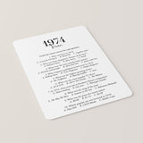 1974 Trivia Quiz with Answer Key Instant Download