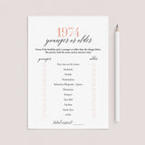 Born In 1974 51st Birthday Party Games Bundle For Women