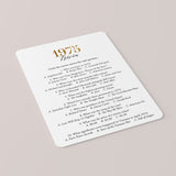 Gold 1975 Trivia Questions with Answers Printable