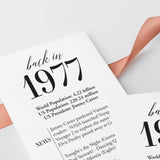 50th Birthday Party Decorations Born in 1977 Table Card