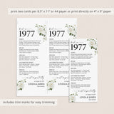 1977 Anniversary Table Cards Personalized 50th Anniversary Decor
